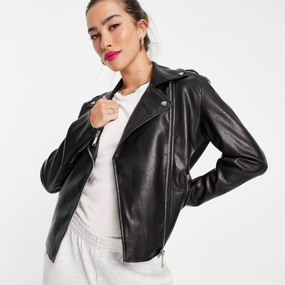 New Women Leather Biker Jacket